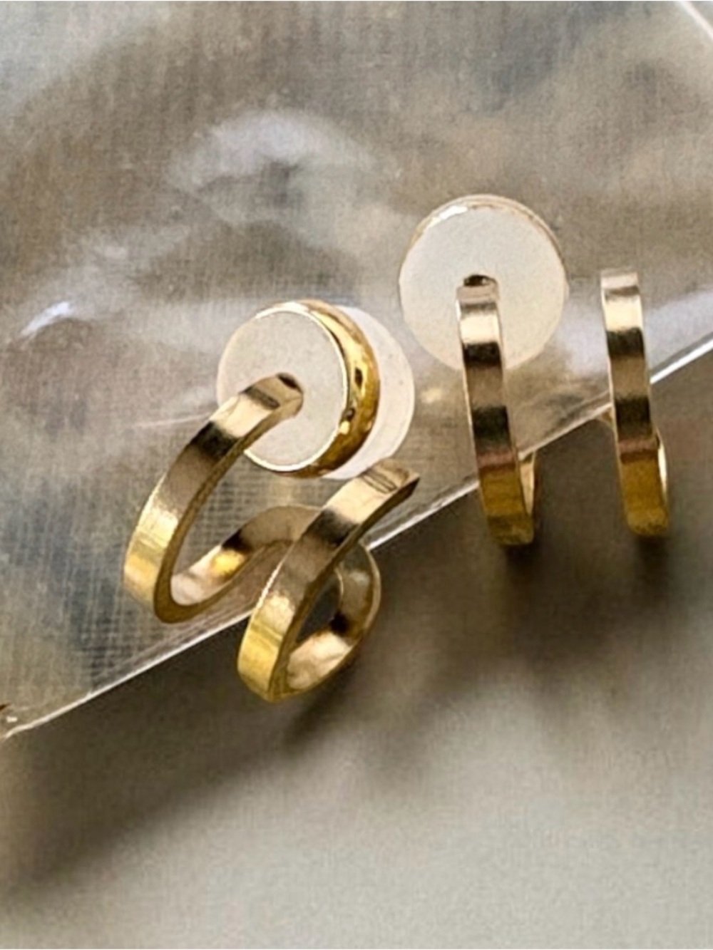 Plunder Gold Hoop Cuff Stud Earrings
